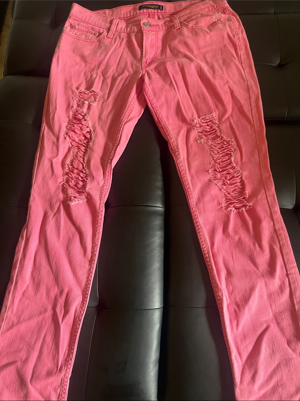 Levi's Straight Leg Distressed Pink Jeans